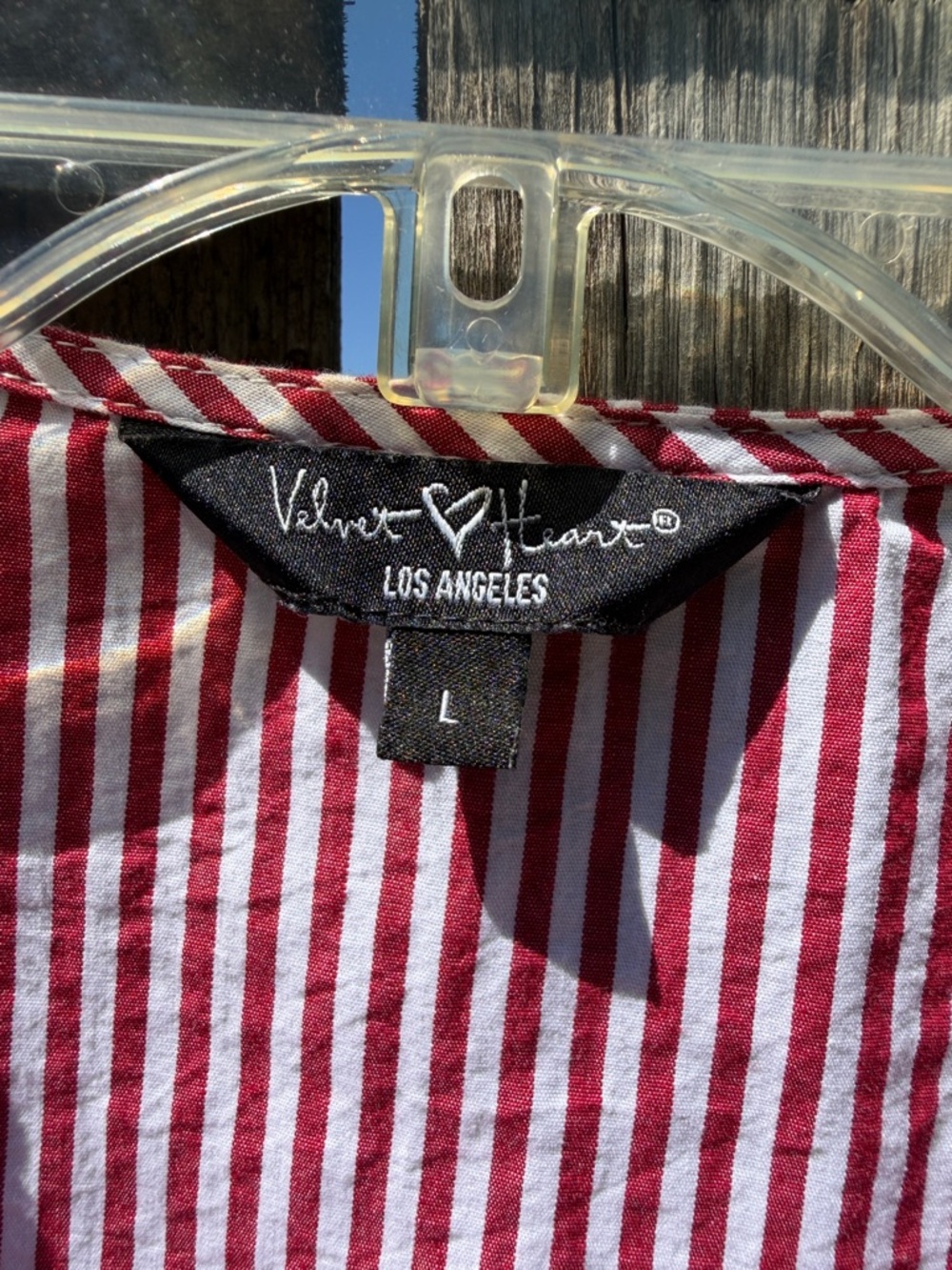 Velvet Heart Red & White Striped Bow-Front Peplum Blouse - Picture 3 of 7